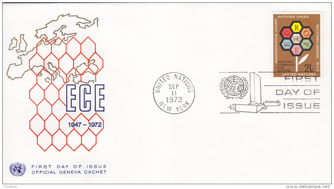 EUROPA, CEPT-Mitläufer: UNO New York 251 FDC, 25 Jahre Wirtschaftskommission Für Europa (ECE) 1972 - 1972