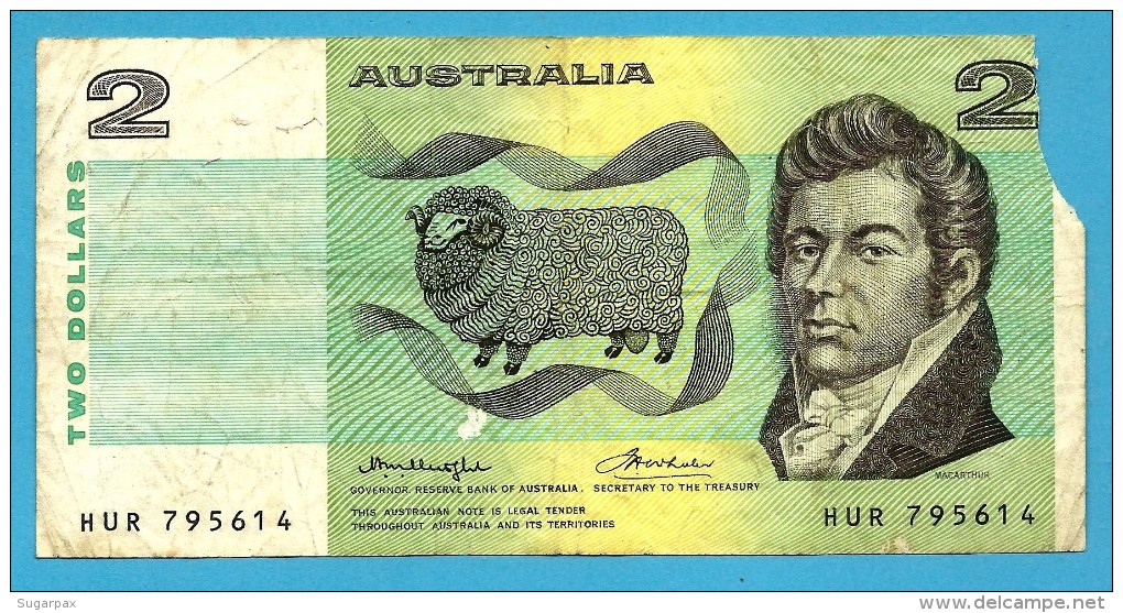 AUSTRALIA - 2 Dollars - Nd ( 1976 ) - P 43.b3 - Sign. H. M. Knight And F. H. Wheeler - Sir Joseph Banks - Reserve Bank - 1974-94 Australia Reserve Bank (paper Notes)