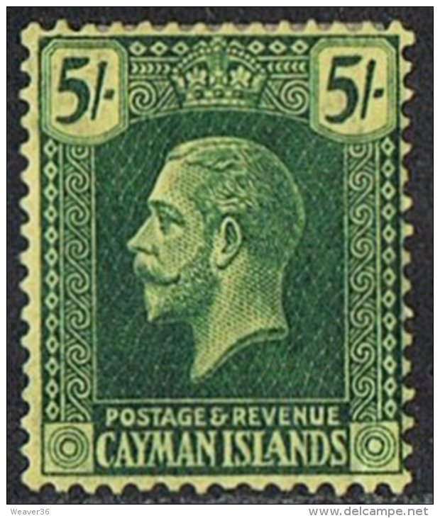 Cayman Islands SG82 1925 Definitive 5/- Mounted Mint - Cayman Islands