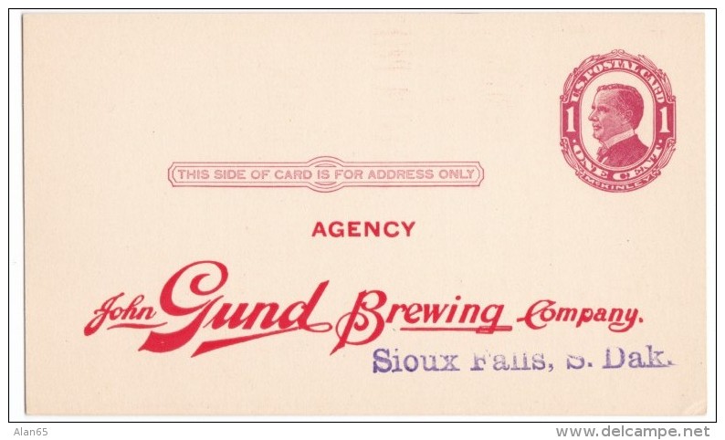 Sioux Falls South Dakota, Gund Brewing Company Order Form On C1910s Vintage Postcard - Sioux Falls