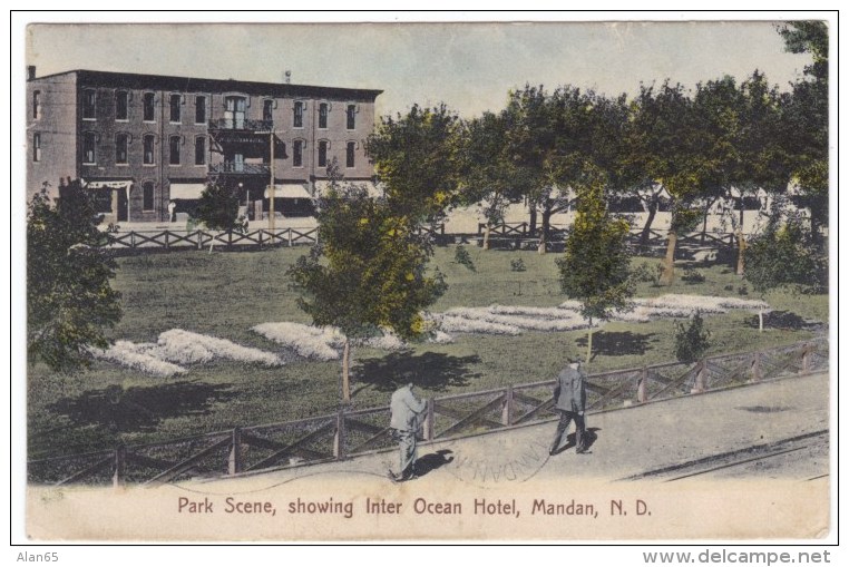 Mandan North Dakota, Inter Ocean Hotel, Park Scene, C1900s10s Vintage Postcard - Mandan