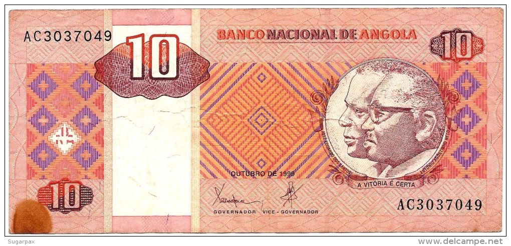 ANGOLA - 10 KWANZAS - 10.1999 - P 145 - SIGN. 21 - EDUARDO DOS SANTOS E AGOSTINHO NETO - Angola