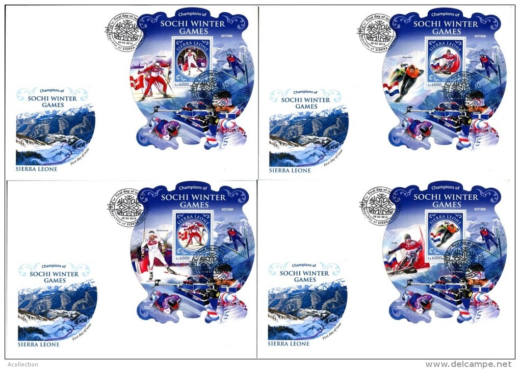 SIERRA LEONE  SOCHI 2014 OLYMPIC RUSSIA FRANCE  WINNERS 4 FDC - Winter 2014: Sochi