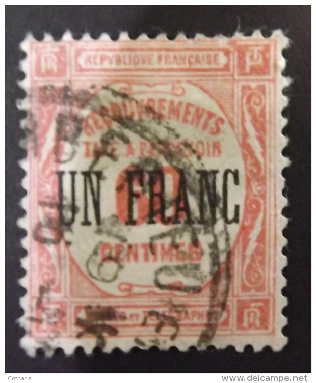 1 Franc Sur 60 Centimes  Recouvrements 1929  Rouge - 1859-1959 Used