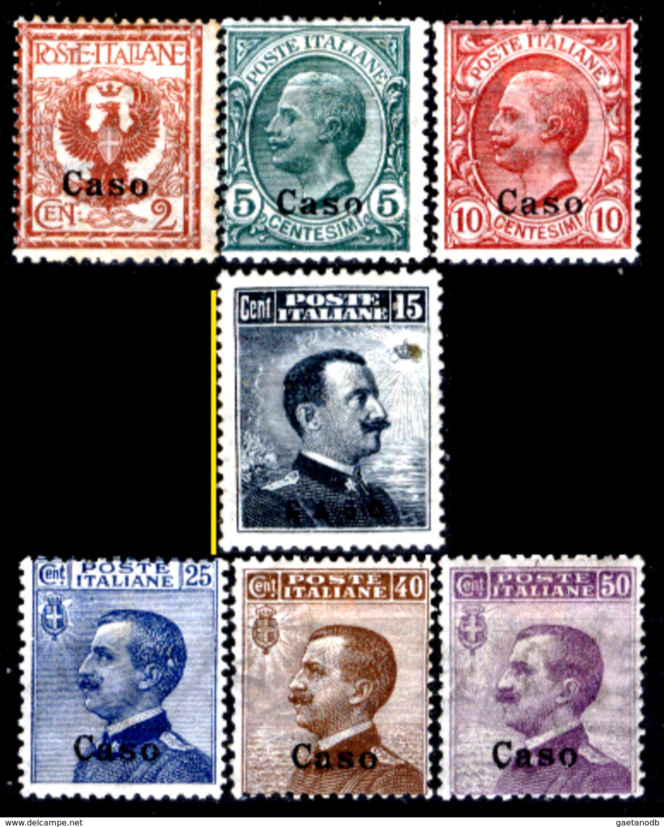 Italia-F01212 - Egeo - Caso  - 1912: Sassone N.  1, 2, 3 (+) LH, 4 (sg) NG, 5, 6, 7 (+) LH - Privo Di Difetti Occulti - Egeo (Caso)