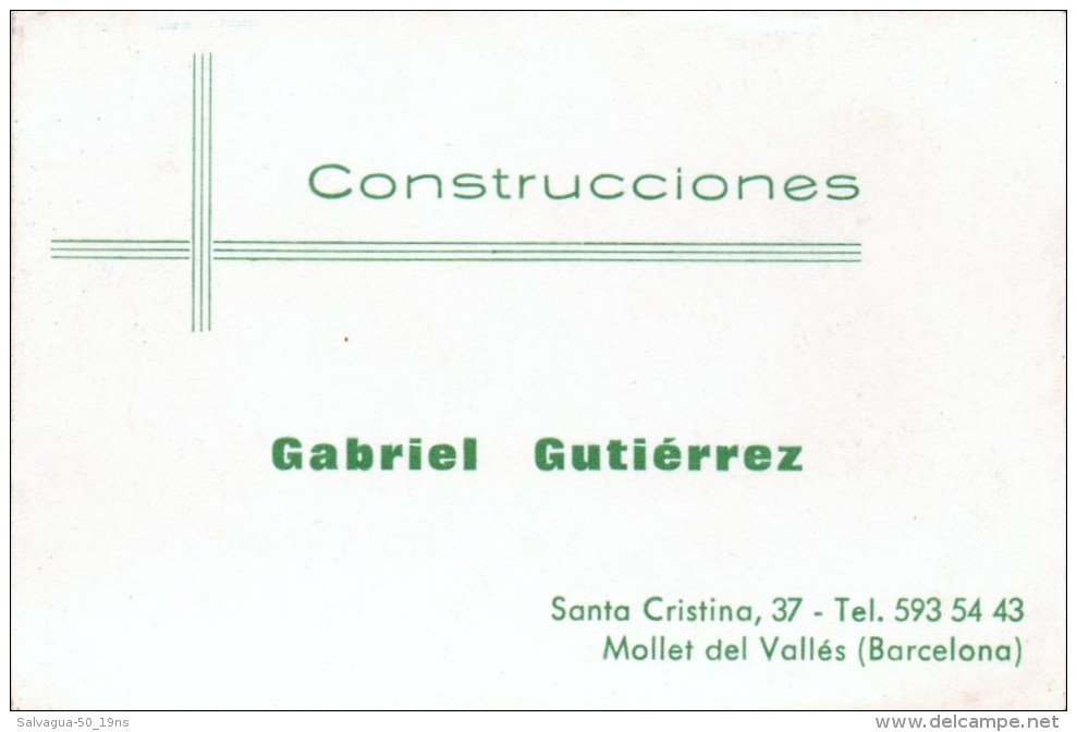 TARJETA De Visita  CONSTRUCCIONES  GABRIEL GUTIERREZ - Cartoncini Da Visita