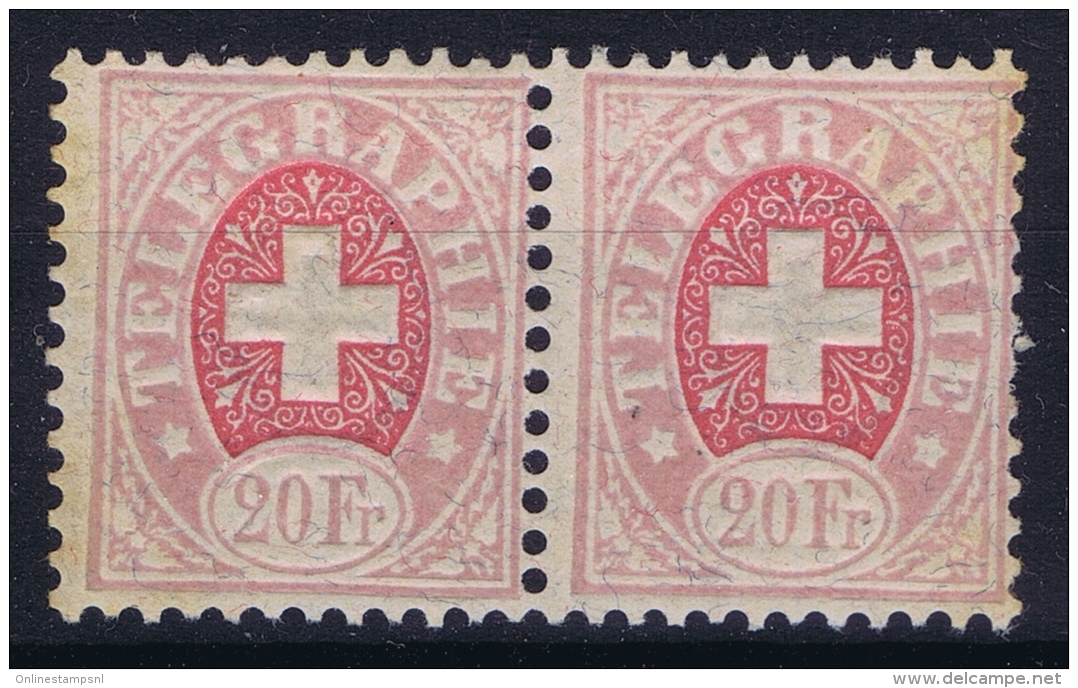 Switserland 1881 Pair  Mi Nr 19 1x MNH/** + 1 X MH/* - Telegraafzegels