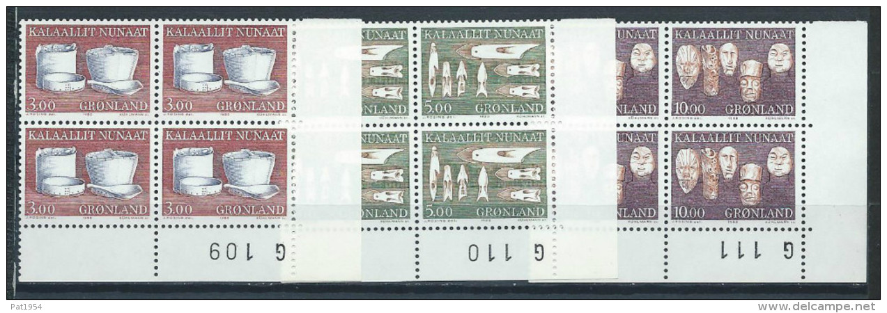 Groënland 1988, N°174/176 Neufs En Bloc De 4 Avec Marque, Artisanat - Unused Stamps