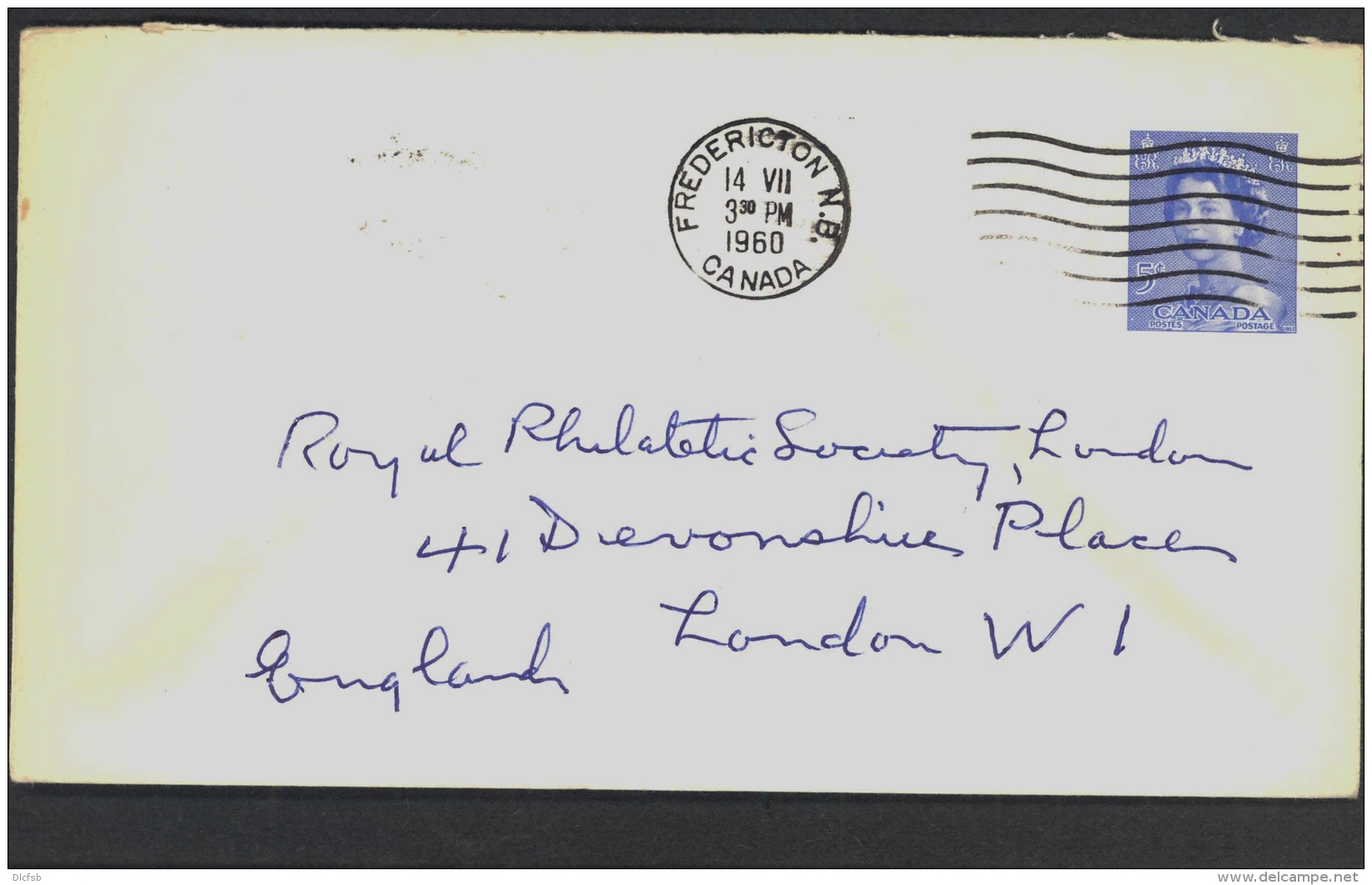 CANADA, Postcard 1953 5c Envelope To London, Fine - 1953-.... Reign Of Elizabeth II