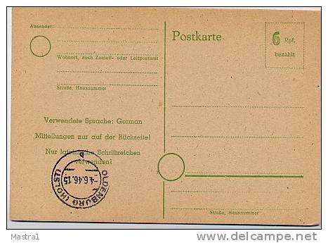 Behelfsausgabe P783I  Postkarte RPD KIEL 1946 - Behelfsausgaben Britische Zone