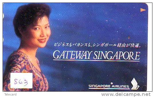 TELEFONKARTE FLUGZEUG *  Avions Sur Telecarte Japon (863)  SINGAPORE AIRLINES * Vliegtuig Aeroplani Airplane Aeroplanos - Avions