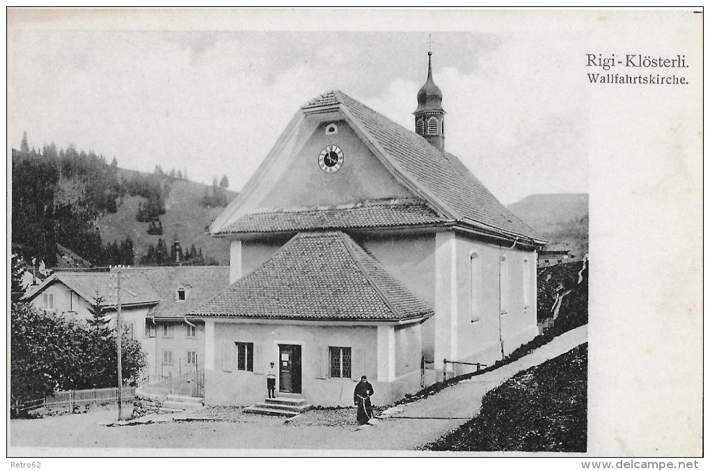 RIGI-KLÖSTERLI &#8594; Wallfahrtskirche Mit Patres Davor, Ca.1900 - Autres & Non Classés
