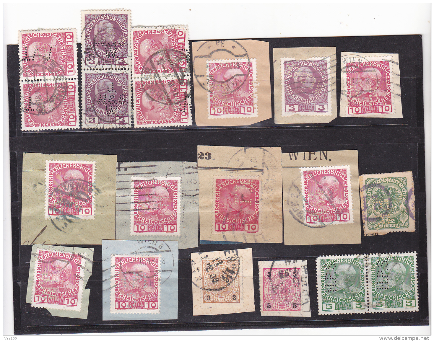 #129   PERFINS STAPS, STAMPS X 20, AUSTRIA. - Perfins