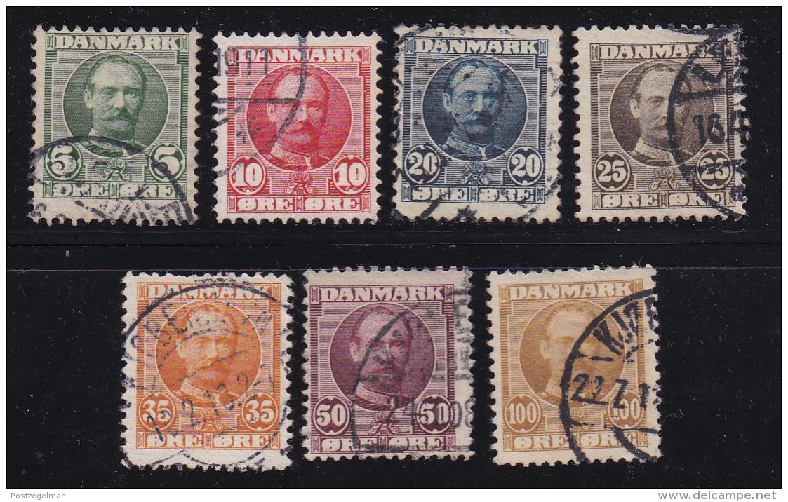 DENMARK, 1907, Used Stamp(s), Definitives, Frederik VIII,   Mi 53-59, #10011, Complete - Used Stamps