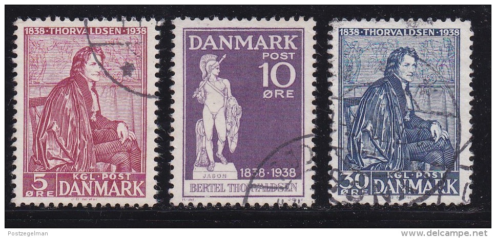 DENMARK, 1938, Used Stamp(s), Thorvaldsen,  Mi 247-249, #10042, Complete - Used Stamps