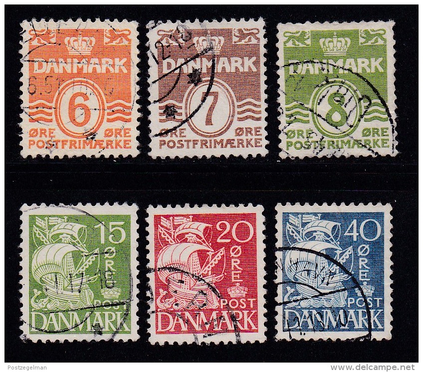 DENMARK, 1940, Used Stamp(s), Definitives, Numbers + Ships,  Mi 258-265, #10045, Complete - Used Stamps