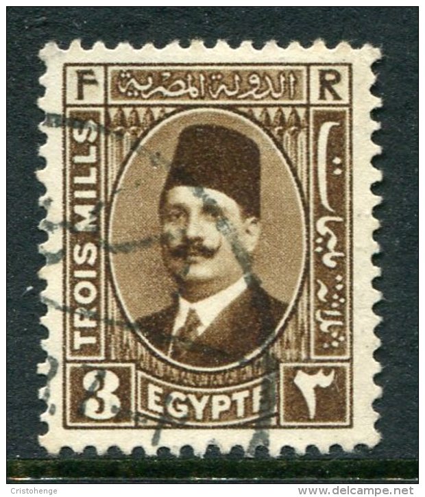 Egypt 1927-37 King Fuad I - 3m Deep Brown Used (SG 152) - Used Stamps