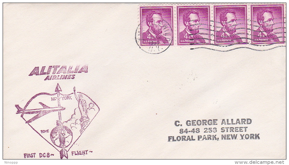 Italy 1960 First DC8 Flight From New York To Rome By Alitalia Souvenir Cover - Other & Unclassified