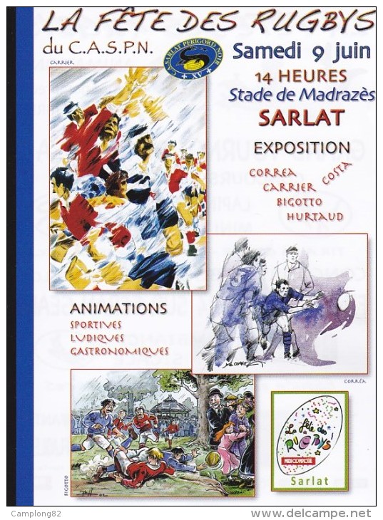 Scan 18 : Dordogne - Périgord : Sarlat, Fête Des Rugby, Illustrateurs Carrier, Corréa, Bigotto, Hurtaud (environs 2010) - Rugby
