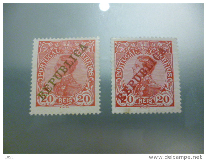 D.MANUEL II  (VARIDADE DE COR DE SOBRECARGA VERDE/VERMELHO) - Unused Stamps