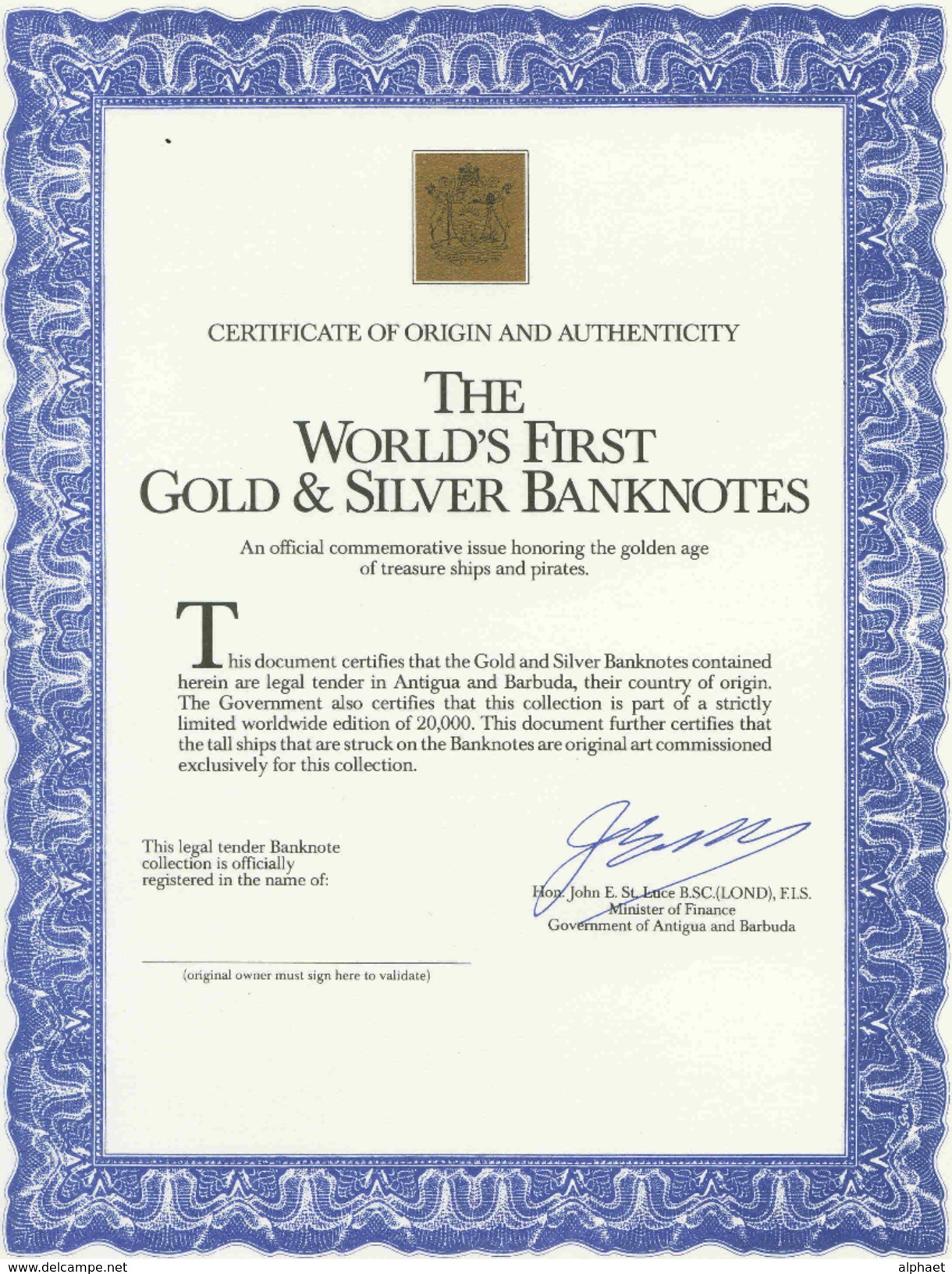 The World´s First Gold & Silver Banknotes - QUEEN ANNE'S REVENGE - Autres & Non Classés