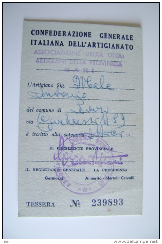 1969  CONFEDERAZIONE GENERALE ITALIANA DELL' ARTIGIANATO ROMA  OTTICO MEDICO BARI - Documents Historiques