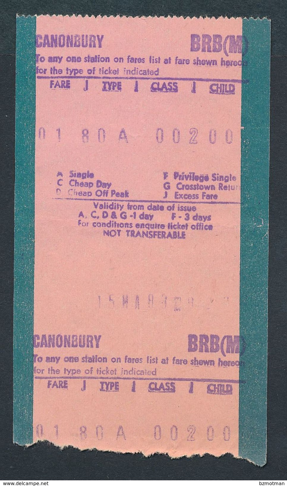 QY2388 British Rail 2nd Cl Ticket From Canonbury - Europe