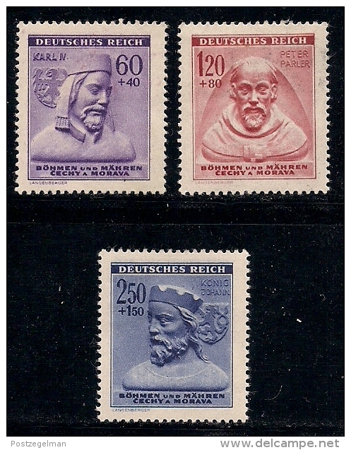 GERMANY, BOHMEN & MAREN, 1943, Hinged Unused Stamp(s) Winter Support  MI 114-116,  #13444,  Complete - Occupation 1938-45