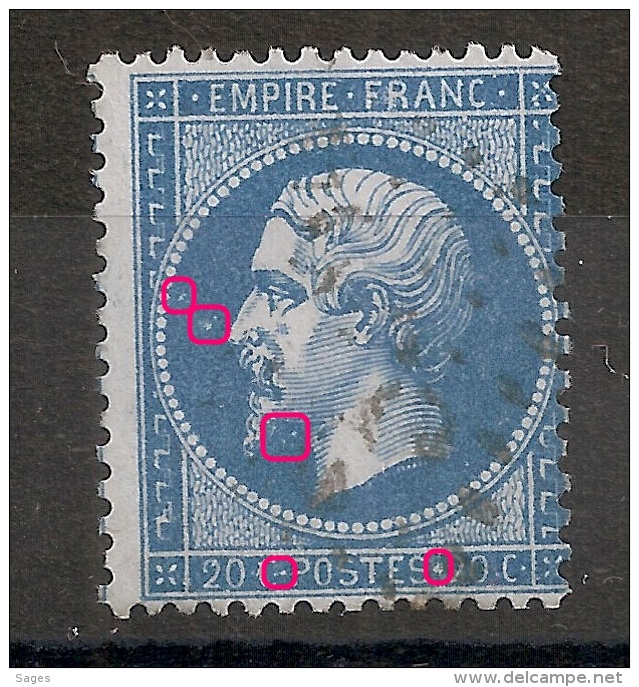 N° 22 A PLANCHER. Variétés. - 1862 Napoleon III