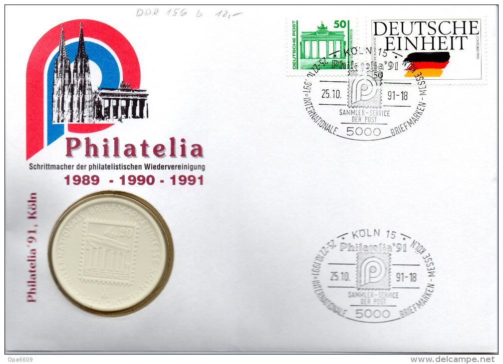 (BT2)DDR Numisbrief "Philatelia´91 Köln"25.10.91Köln Mit Porz.-Medaille Meissen(Münze)+50Pf 1990DP+50Pf Deutsche Einheit - Otros & Sin Clasificación