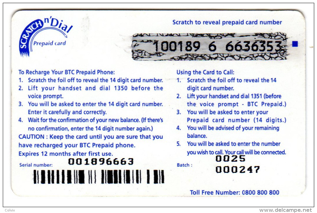 BOTSWANA RECHARGE SCRATCH N'Dial P10 - Botswana