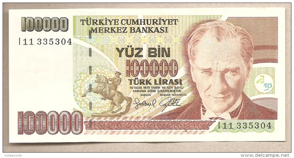 Turchia - Banconota Non Circolata FdS UNC Da 100.000 Lire P-206a.1 - 1997/2001 #19 - Turkey