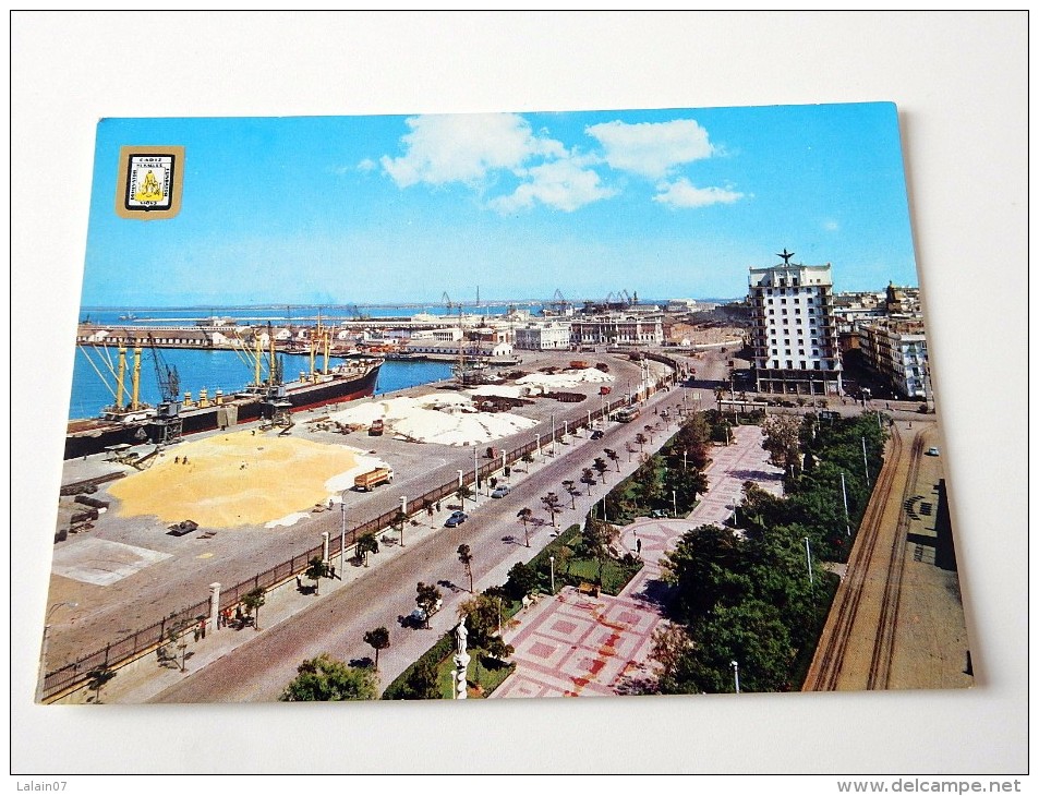 Carte Postale Ancienne : CADIZ : Avenida Ramon De Carranza Y Muelles - Cádiz