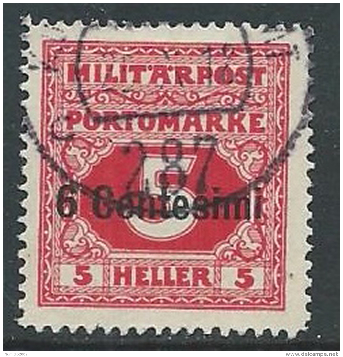 1918 OCCUPAZIONE AUSTRIACA SEGNATASSE USATO 6 CENT SU 5 H - P1 - Austrian Occupation