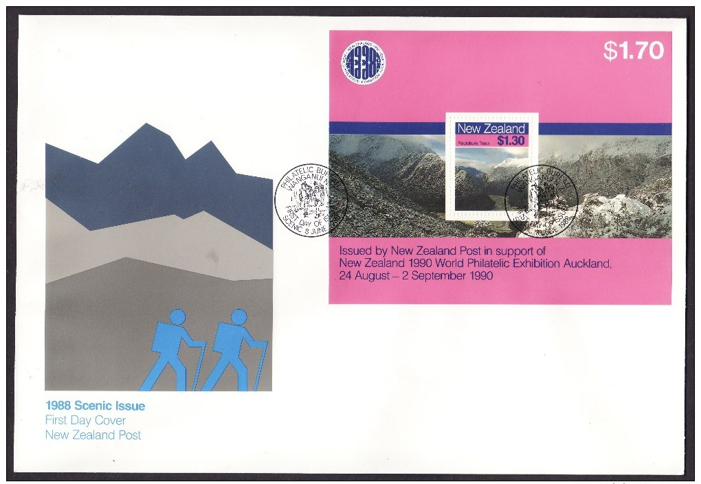 New Zealand #906a S/sheet F-VF Unaddressed Cacheted FDC - Landscapes (1988) - FDC