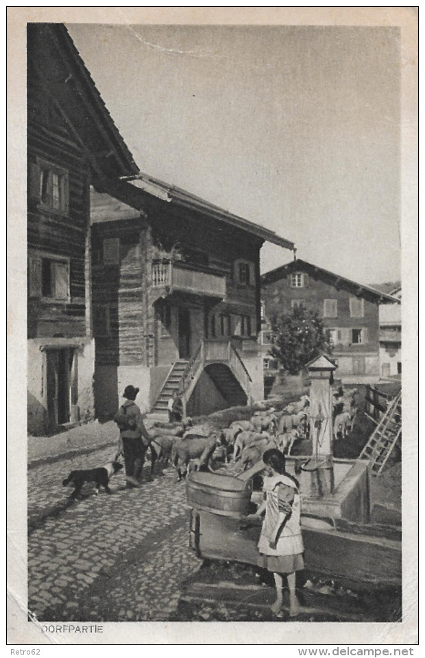 SCHIERS &#8594; Bauer Mit Schafherde Inmitten Des Dorfes Anno 1917 - Schiers