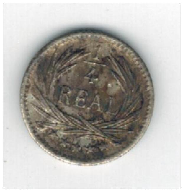 Guatemala 1/4 Real, 1897,  Silver Coin, VF+, Rare. Free Ship. To USA. - Guatemala