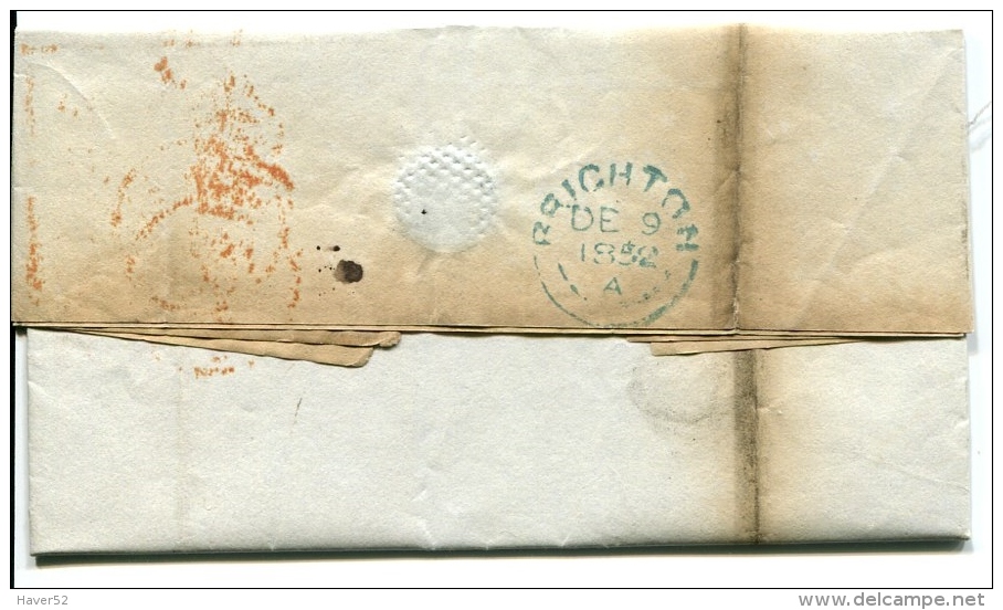 Local Letter BRIGHTON 1852 With Content - BLUE Cancel ! - ...-1840 Vorläufer