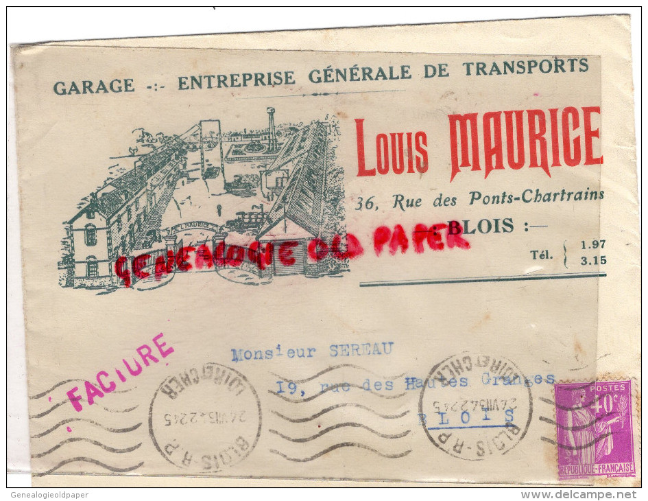 41 - BLOIS - ENVELOPPE LOUIS MAURICE - GARAGE  ENTREPRISE GENERALE DE TRANSPORTS - Transport