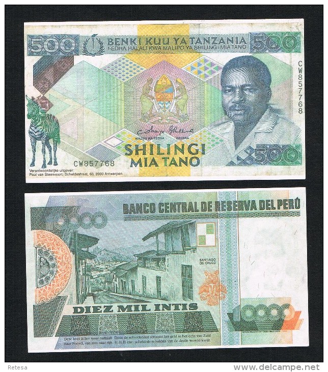 °°° NAMAAK  BANKBILJET TANZANIA Voorkant PERU  Achterkant - [ 8] Specimen