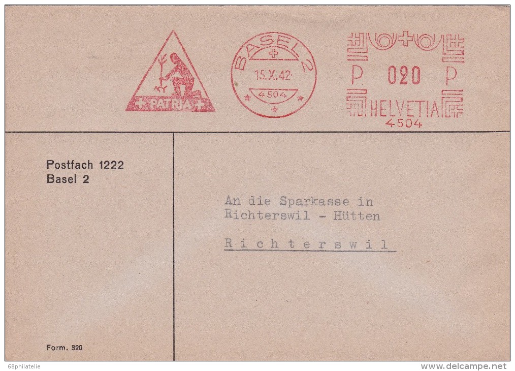 SUISSE   1942 BALE EMA - Postage Meters