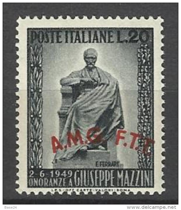 1949 Italia Italy Trieste MAZZINI Serie MNH** Gomma Bicolore - Ungebraucht