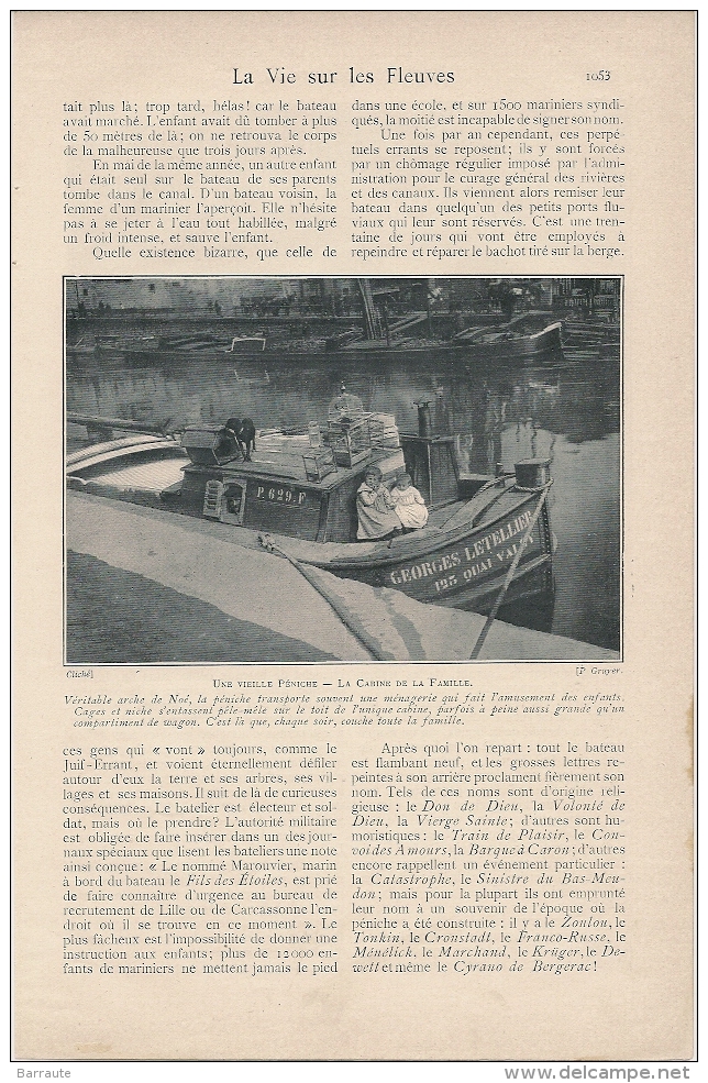 Feuillet Article Actualité De 1903 " LA VIE Sur Les FLEUVES" Mariniers , Haleurs, Le Radoub... - Historische Documenten