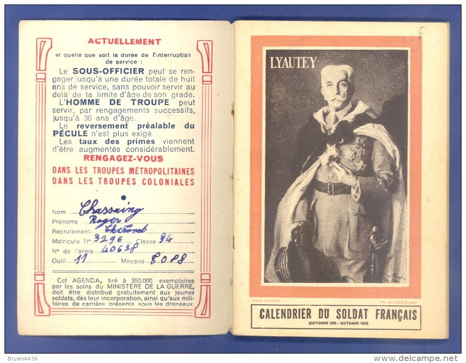 CALENDRIER DU SOLDAT FRANCAIS - PETIT CALENDRIER PUB  ILLUSTRE  - 1935 - 1937 - (8 X 12 Cm). - Petit Format : 1921-40