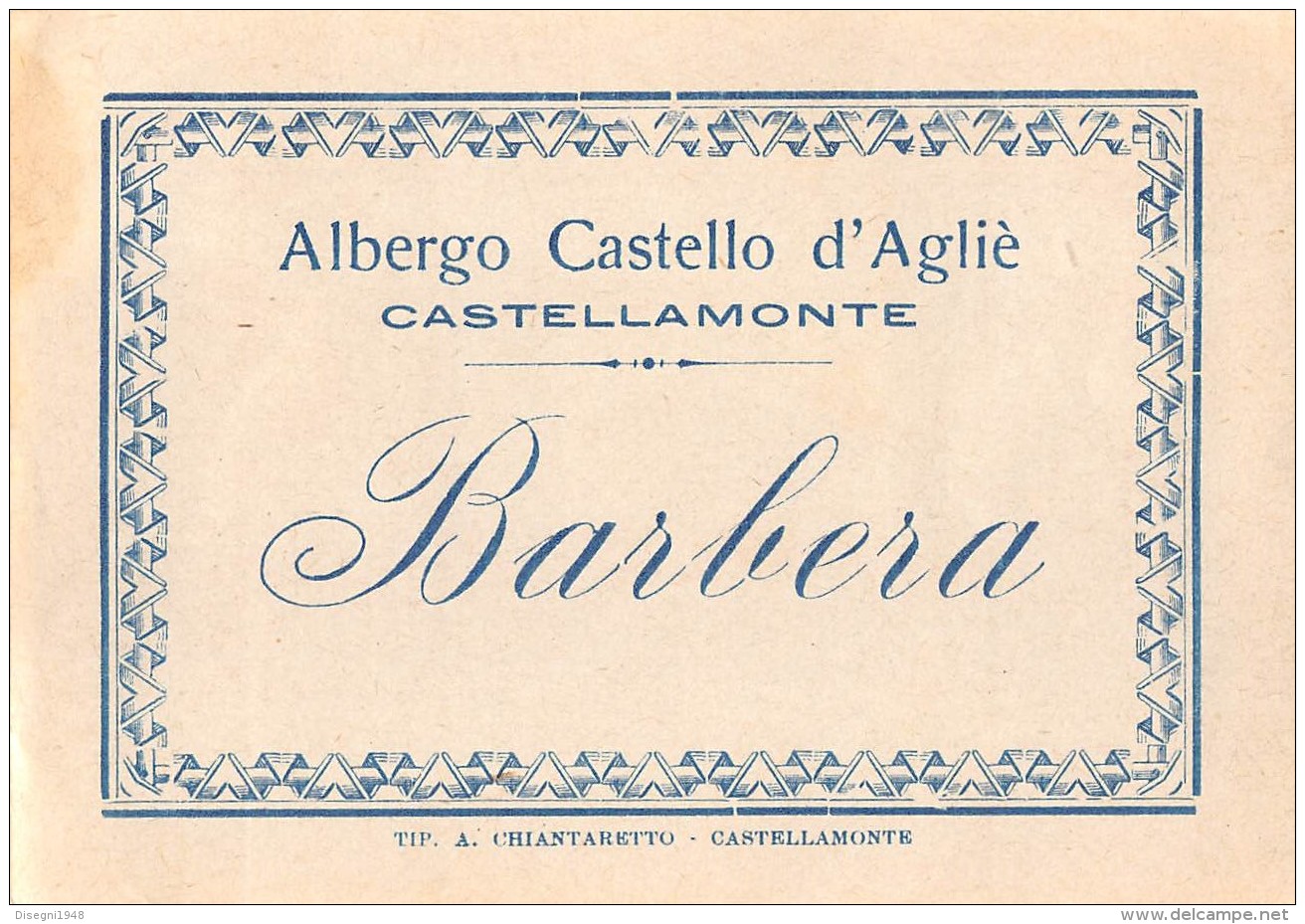 06163 "CASTELLAMONTE (TO) - ALBERGO CASTELLO D'AGLIE' - NEBIOLO -  BARBERA - BRACHETTO"  LOTTO DI 4 ETICHETTE ORIGINALI - Altri & Non Classificati