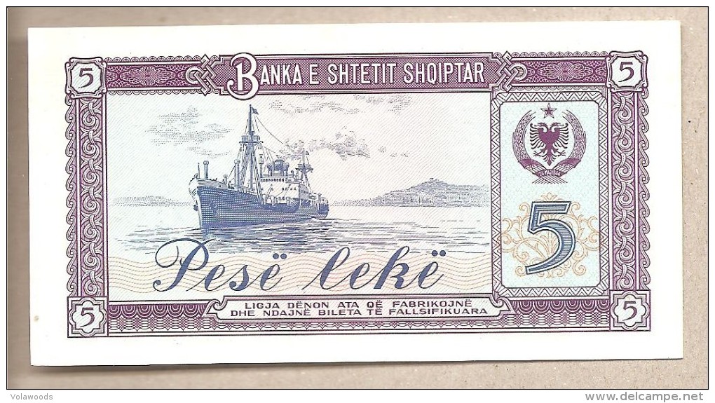 Albania - Banconota Non Circolata FdS Da 5 Leke - 1976 - Albania