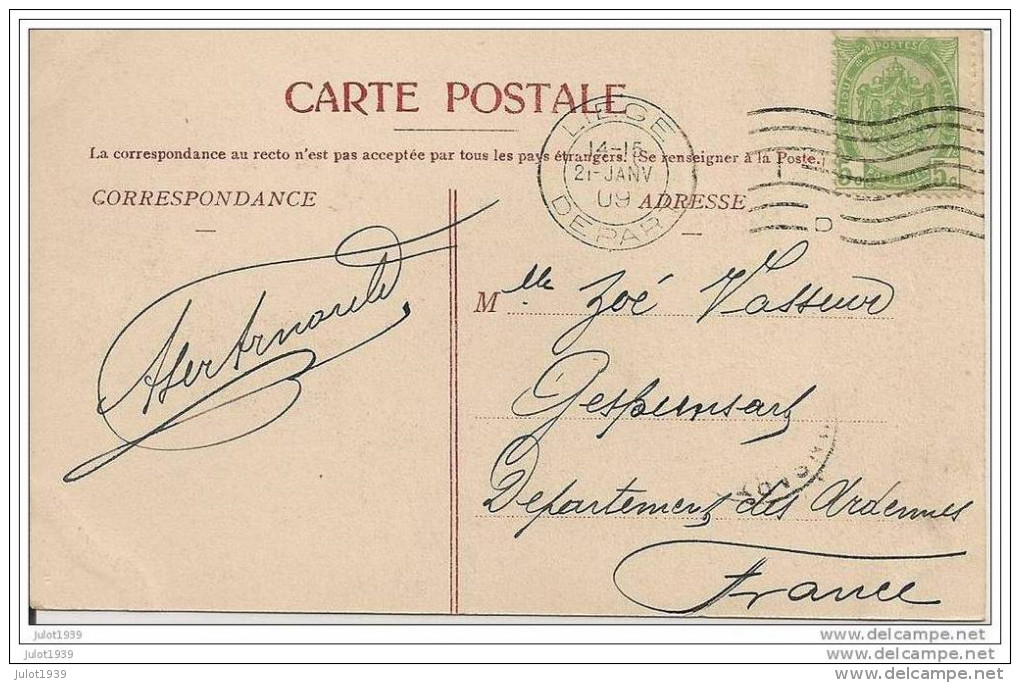 LIEGE ..-- Cathédrale St-Paul ..-- 1909  Vers GESPUNSART ( Melle Zoé VASSEUR ) . Voir Verso . - Liege