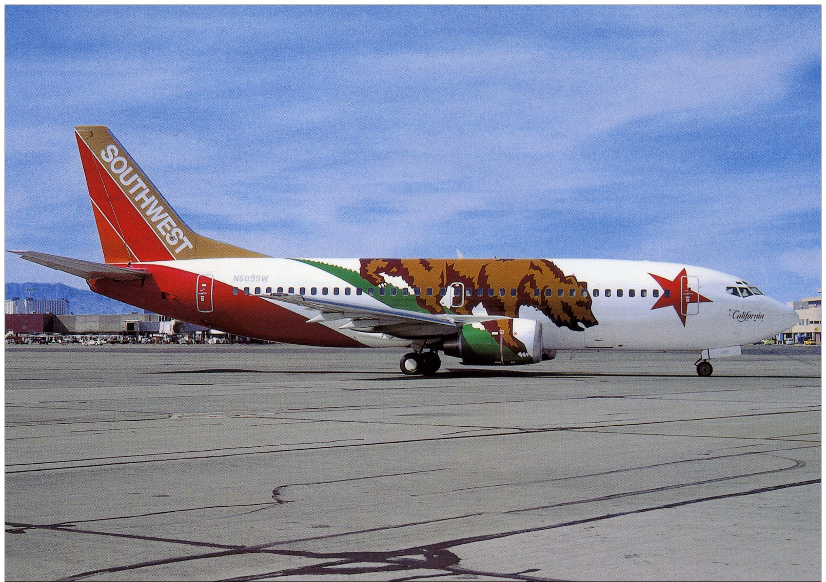 RARE *** SOUTHWEST AIRLINES   * BEAR COLORS - Avion  Boeing B 737 3H4  - N609SW - Carte Numérotée. - 1946-....: Moderne