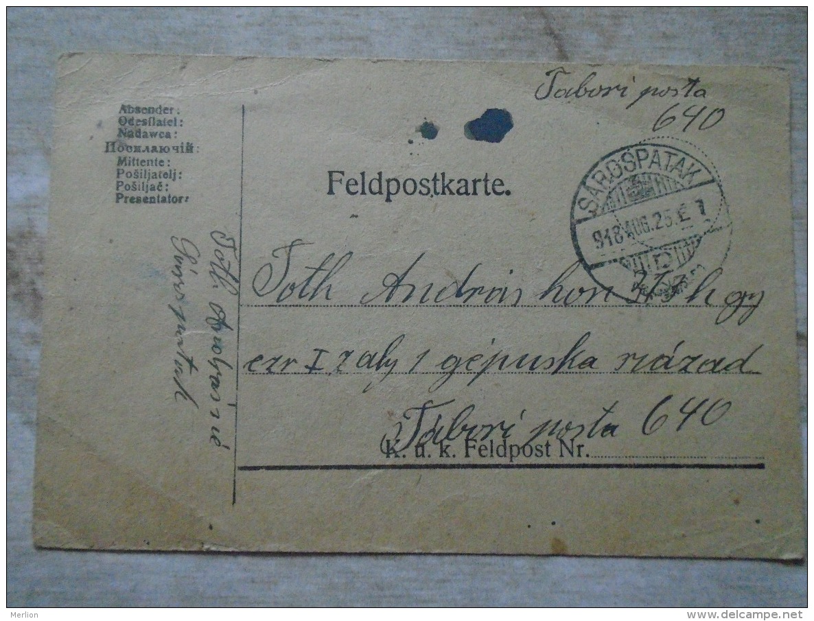 D138425  Hungary -Sárospatak  Feldpostkarte  1918 - Lettres & Documents