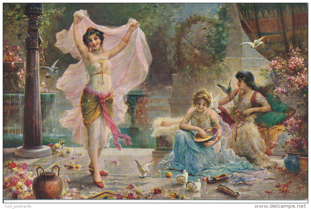 H. ZATZKA, MUNCHNER KUNST Nr 3130, NYMPH, DOVES, TAUBCHEN IM ORIENT, NM Cond. PC, Unused, But Writing On Back, 1910s - Zatzka